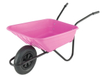 90Ltr Plastic Wheelbarrow Pink Body Pneumatic Wheel